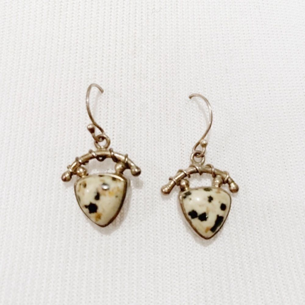 𝅺SAJEN Offerings Dalmatian jasper sterling earrings